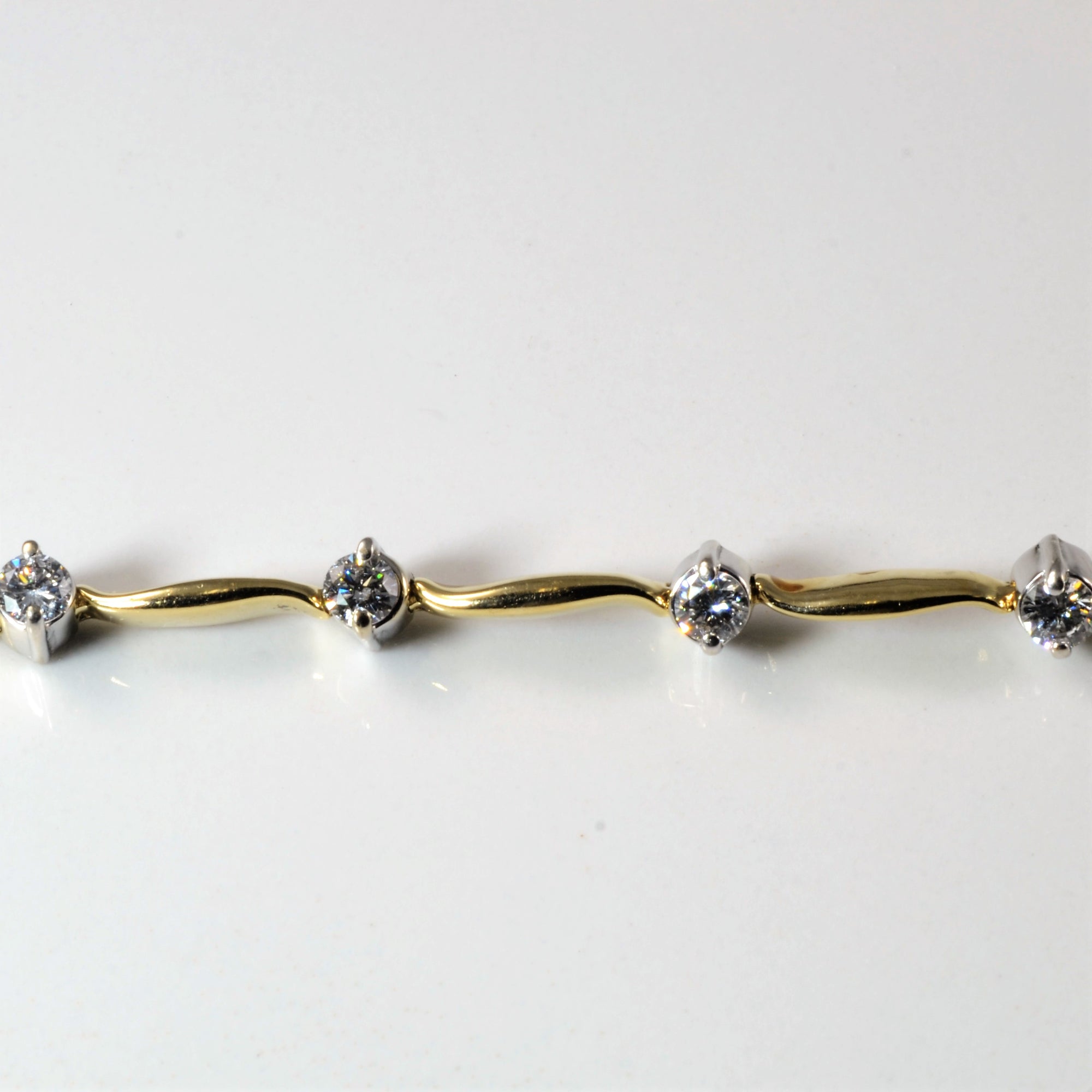 Two Tone Gold Diamond Tennis Bracelet | 1.20ctw | 7