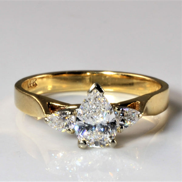 Three Stone Pear Cut Diamond Ring | 0.73ctw | SZ 5.25 |