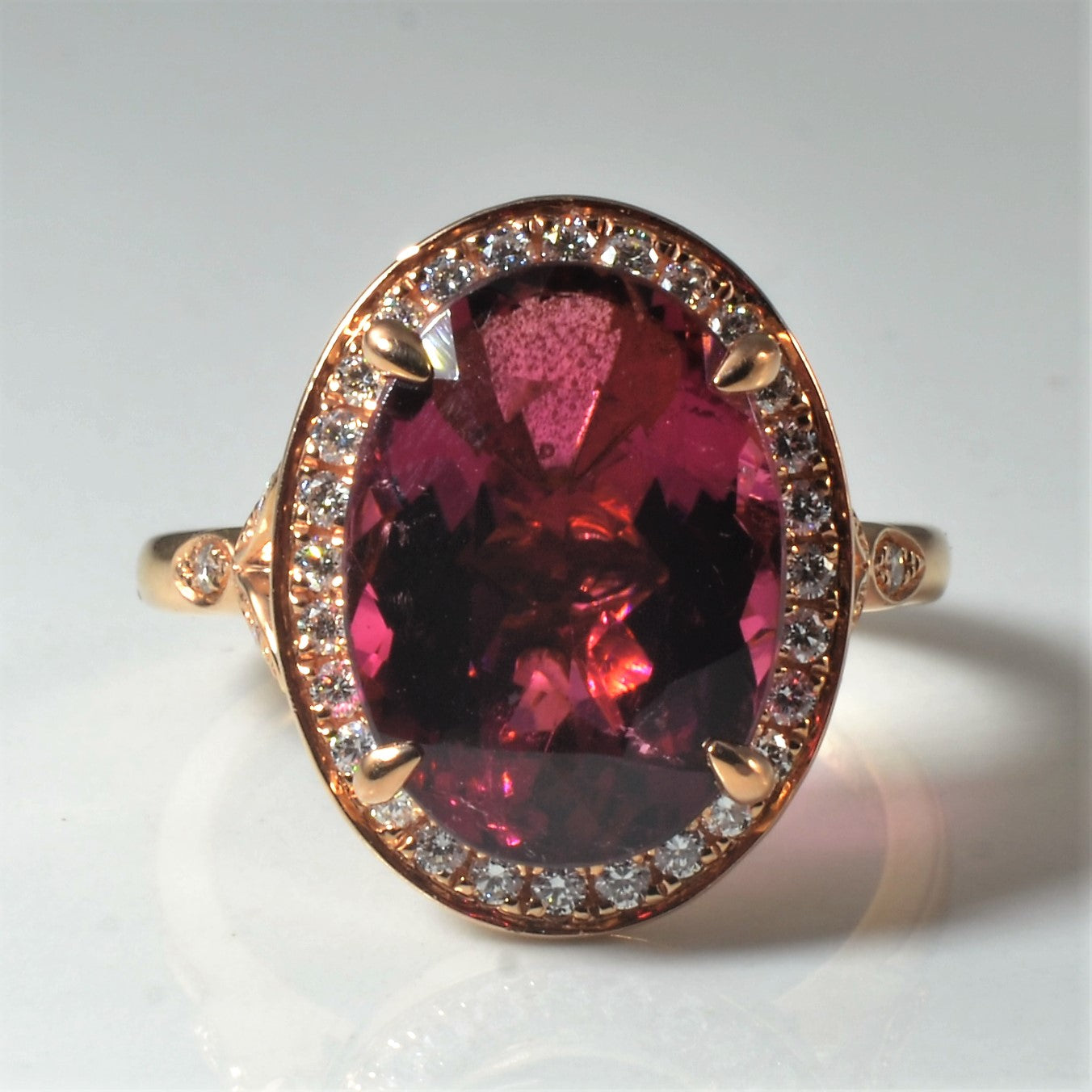 Noam Carver' Rubellite Tourmaline & Diamond Engagement Ring | 6.17ct | 0.36ctw | SZ 6.5 |