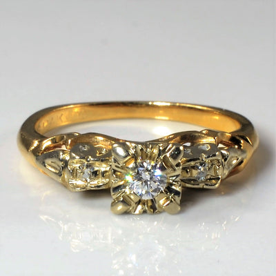 High Set Retro Three Stone Diamond Ring | 0.10ctw | SZ 4.75 |