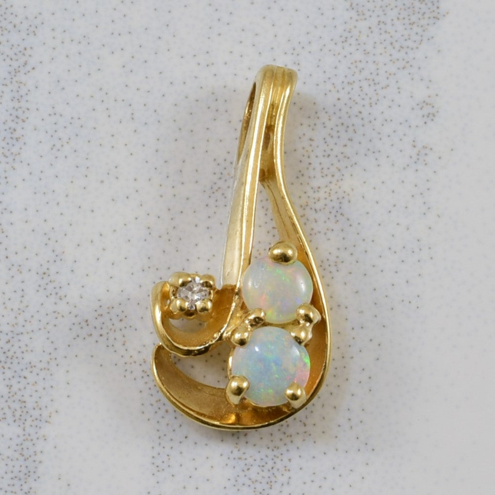 Opal & Diamond Drop Pendant | 0.15ctw, 0.01ctw |