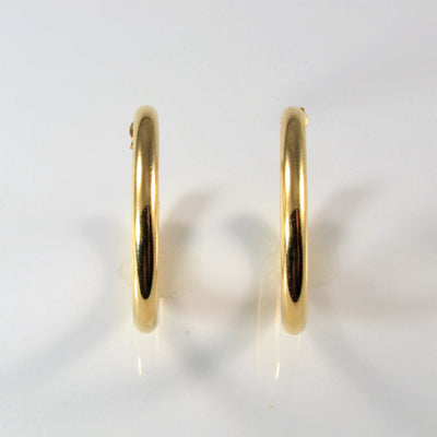 Yellow Gold Semi Hoop Earrings |