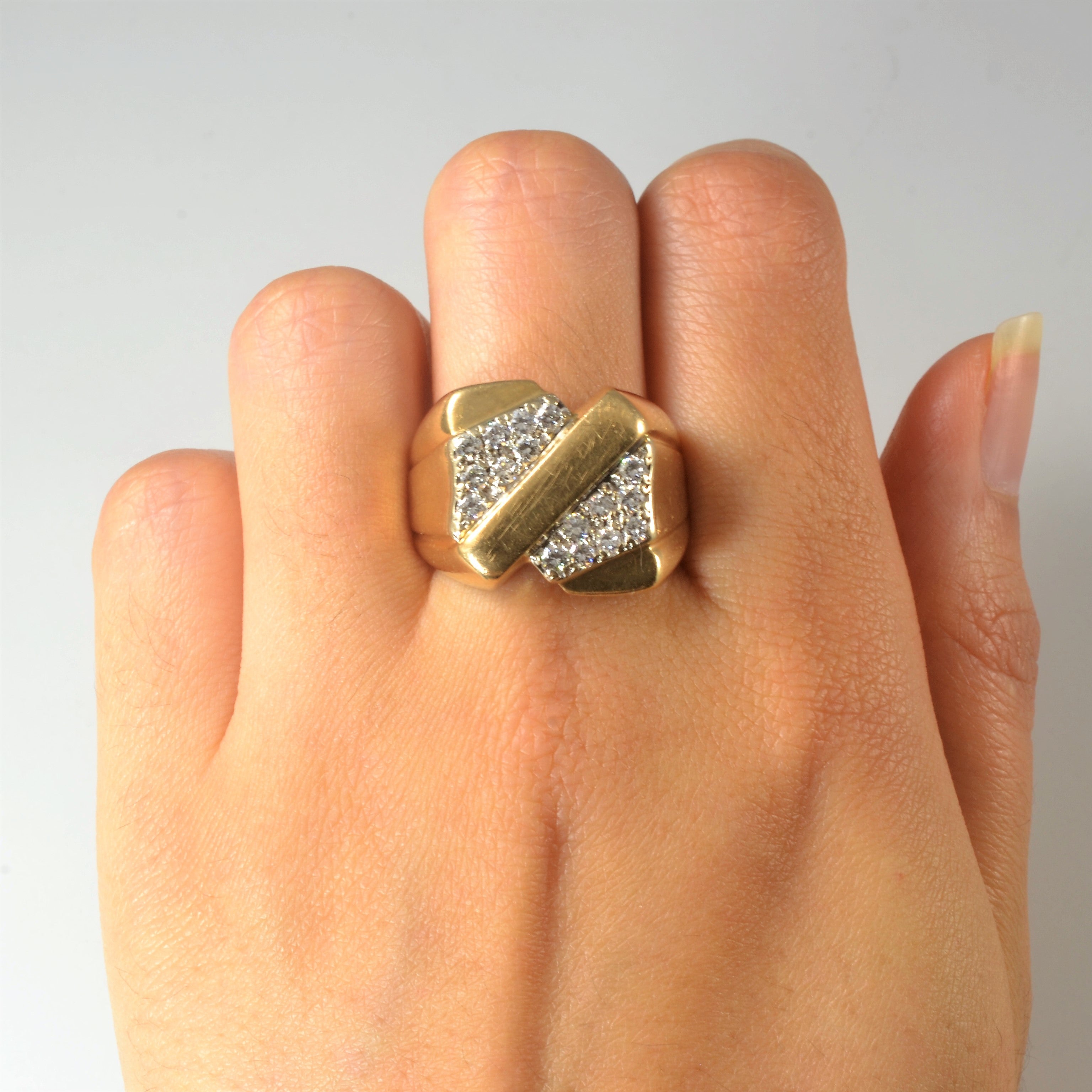 Diamond Cluster Wide Bypass Ring | 0.52ctw | SZ 10.25 |