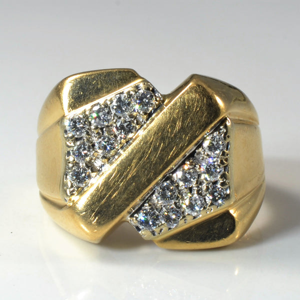 Diamond Cluster Wide Bypass Ring | 0.52ctw | SZ 10.25 |