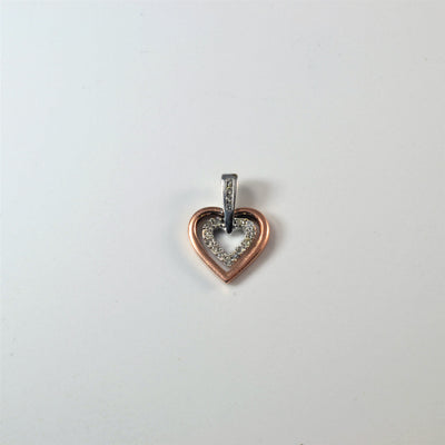 Two Tone Diamond Heart Pendant | 0.13ctw |