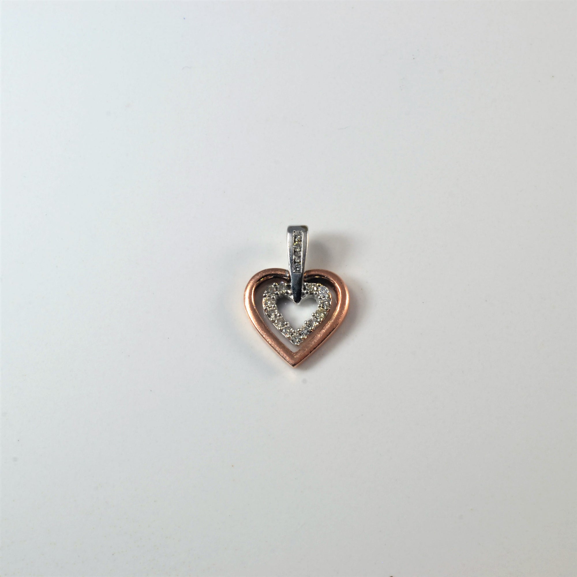 Two Tone Diamond Heart Pendant | 0.13ctw |
