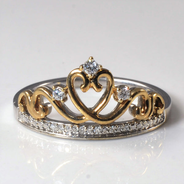 Two Tone Diamond Tiara Ring | 0.11ctw | SZ 6.5 |