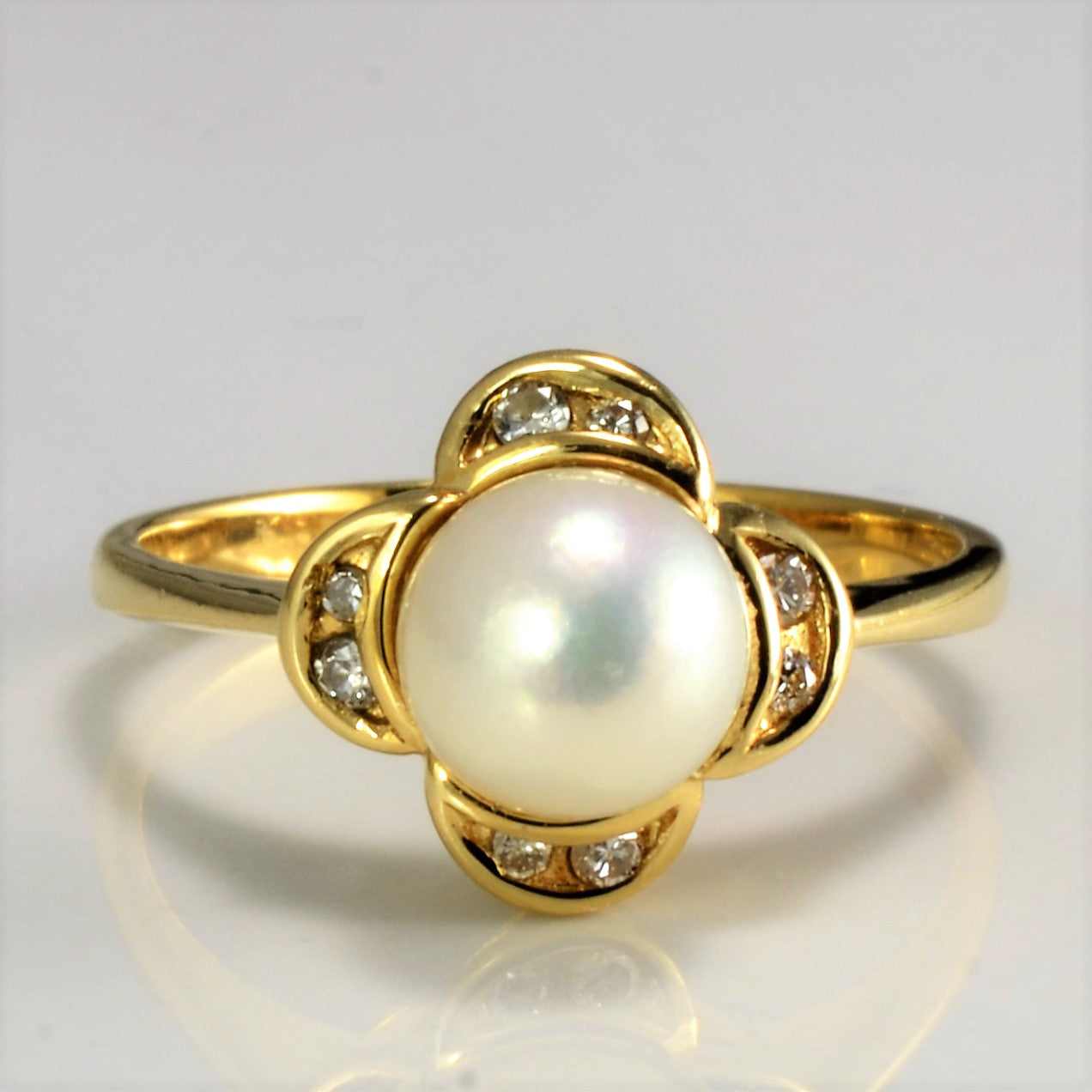 Pearl & Diamond Cocktail Ring | 0.06 ctw, SZ 6.75 |