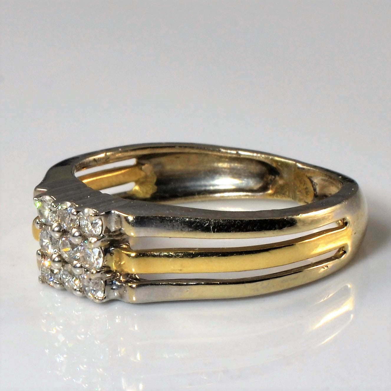Two Tone Triple Row Diamond Grid Ring | 0.33ctw | SZ 6.25 |