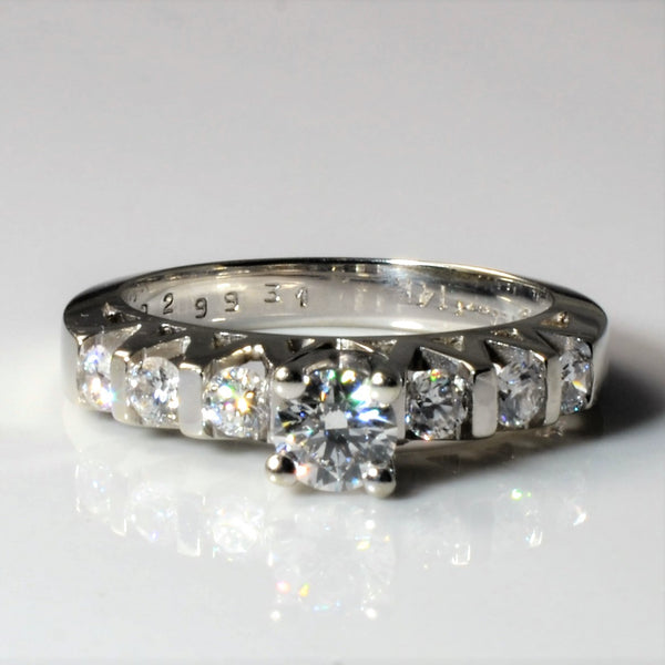 Diamond Side Stone Engagement Ring | 0.72ctw | SZ 6.5 |