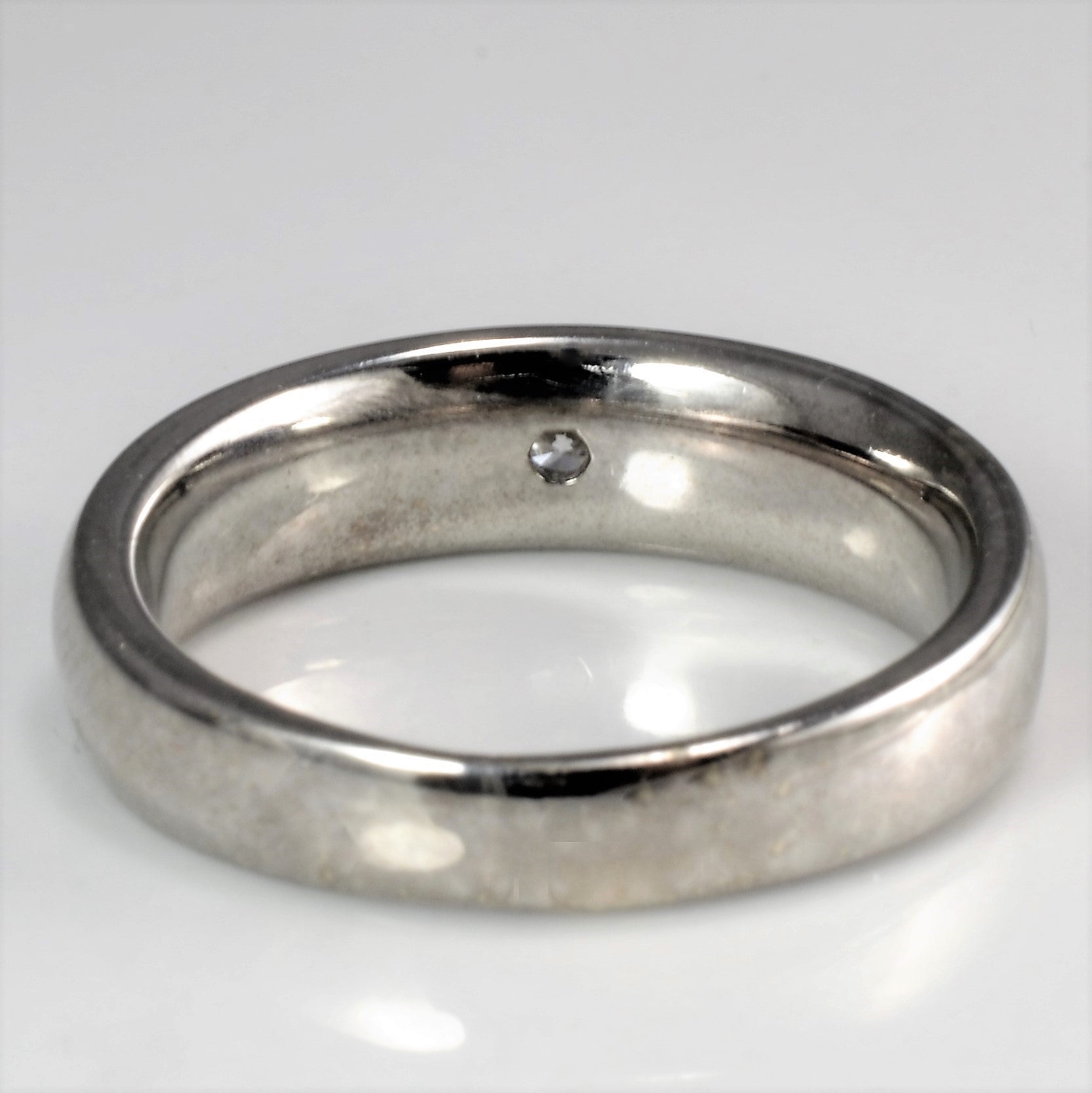 Solitaire Diamond White Gold Unisex Band | 0.10 ct, SZ 7 |