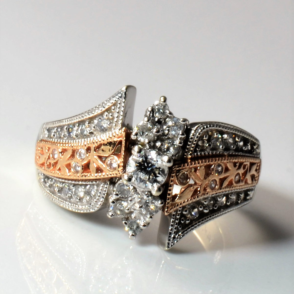 Filigree Two Tone Diamond Ring | 0.56ctw | SZ 7