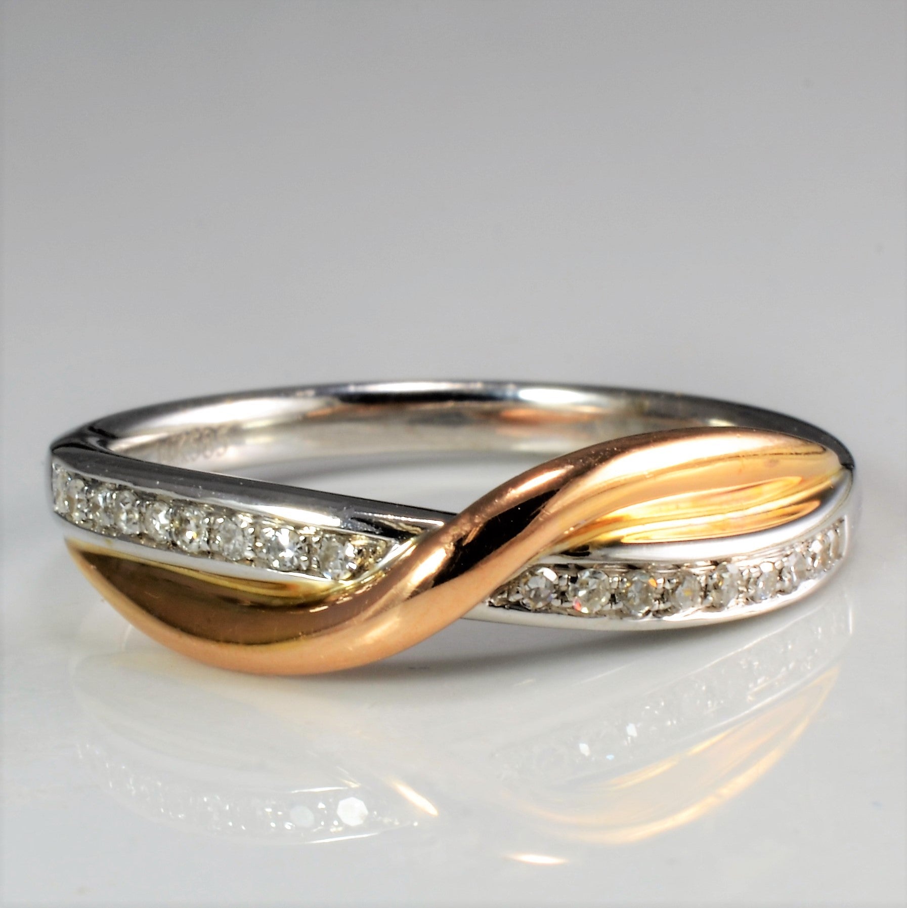 Two Tone Gold Crossover Diamond Ring | 0.09 ctw, SZ 6.5 |