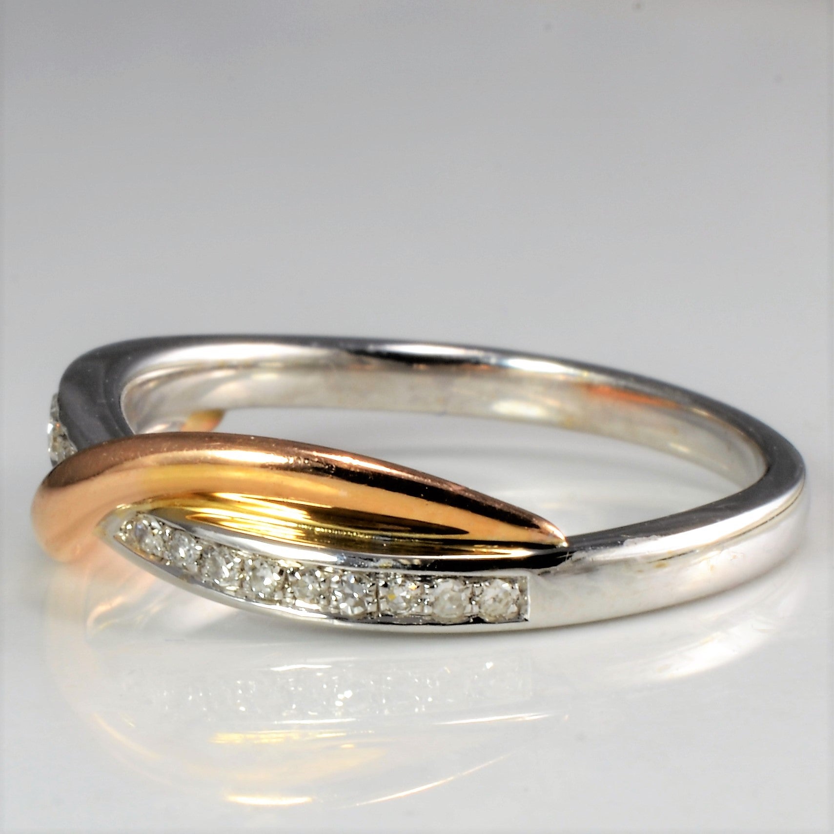 Two Tone Gold Crossover Diamond Ring | 0.09 ctw, SZ 6.5 |