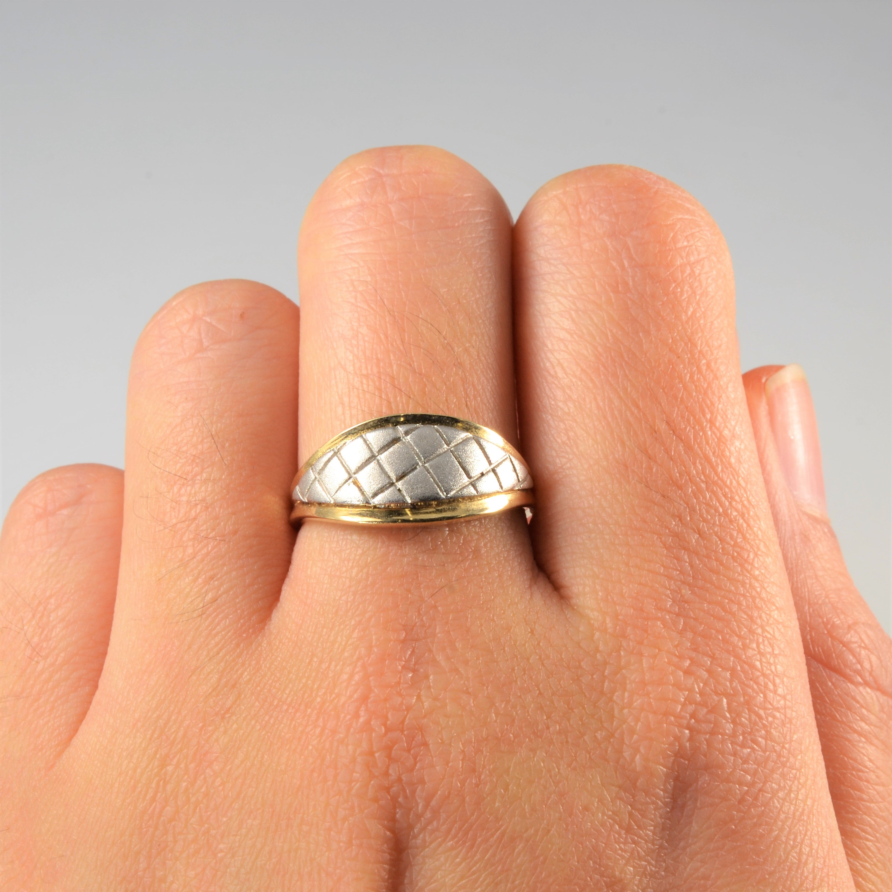 Grid Textured Two Tone Ring | SZ 7.5 |