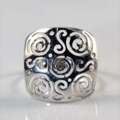 Open Work Wide White Gold Ring | SZ 7.5 |