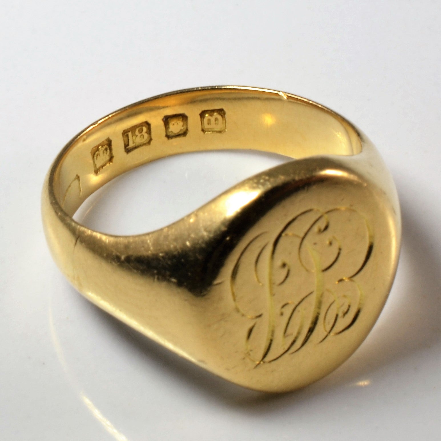 Yellow Initial 'ECB' Gold Signet Ring | SZ 6.25 |