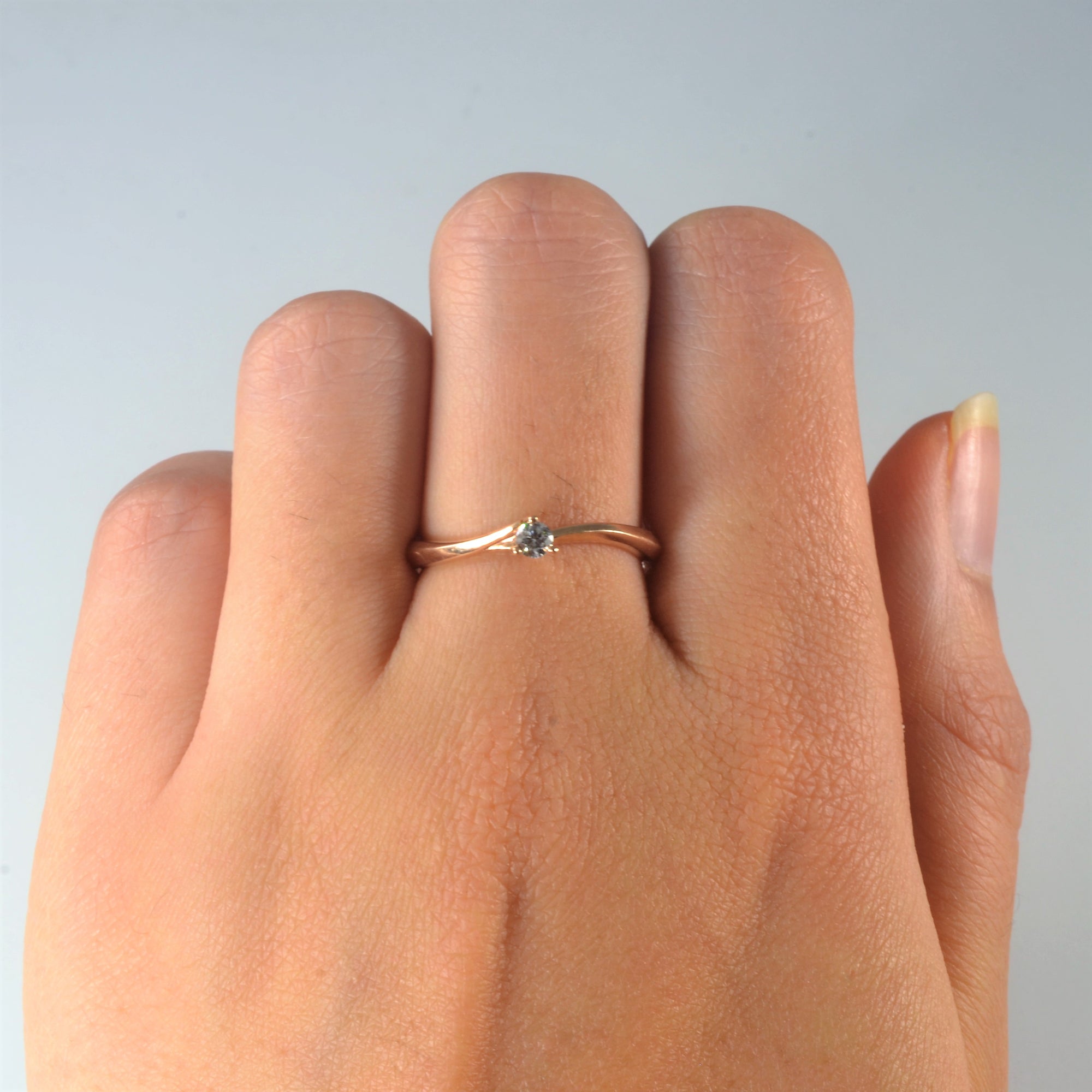 Solitaire Diamond Rose Gold Ring | 0.08ct | SZ 6.75 |