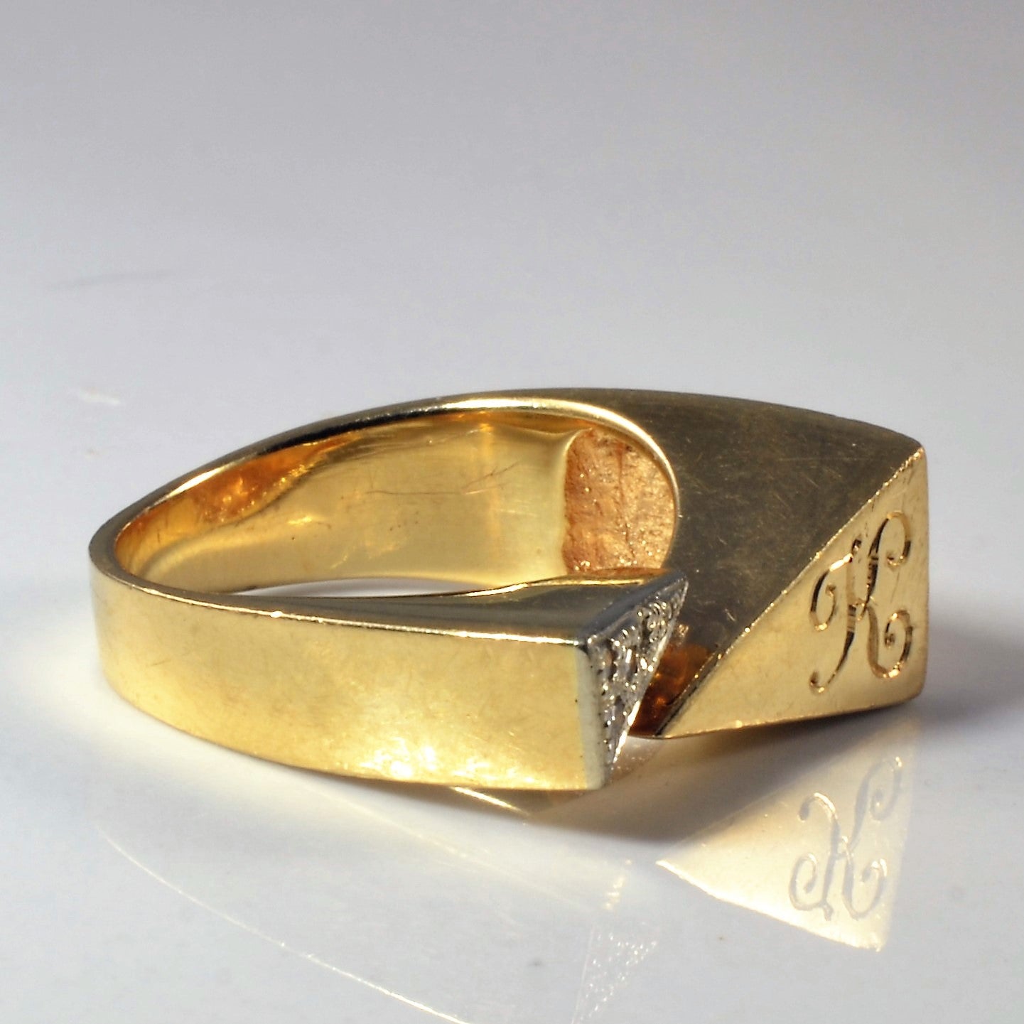 Initial 'K' Diamond Signet Ring | 0.04ctw | SZ 5 |