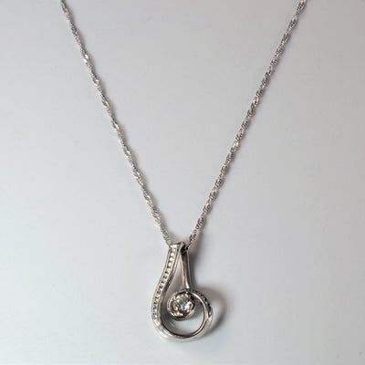 Milgrain Detailed Diamond Tear Drop Necklace | 0.41ctw | 18