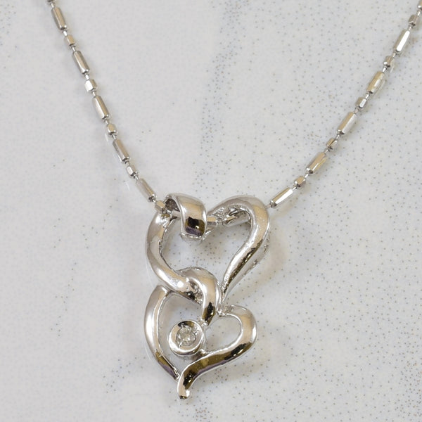 Double Heart Diamond Necklace | 0.01ct | 16