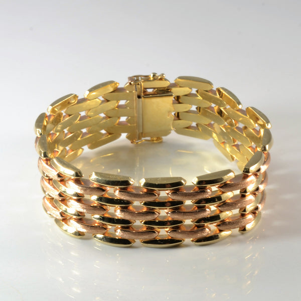 14k Yellow/Rose Gold Watch Strap Style Chain Bracelet | 7.5