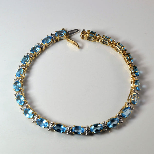 Blue Topaz Tennis Bracelet | 8.40ctw | 7