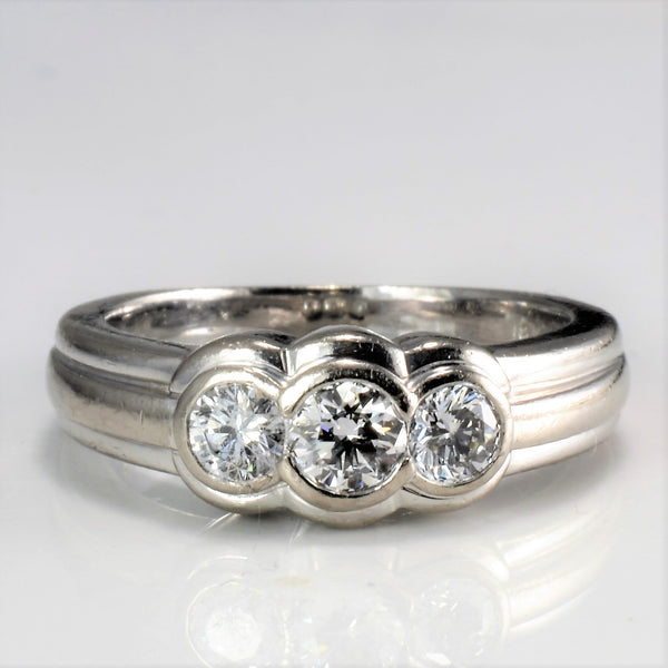 Bezel Set Three Stone Diamond Ring | 0.55 ctw, SZ 6.25 |