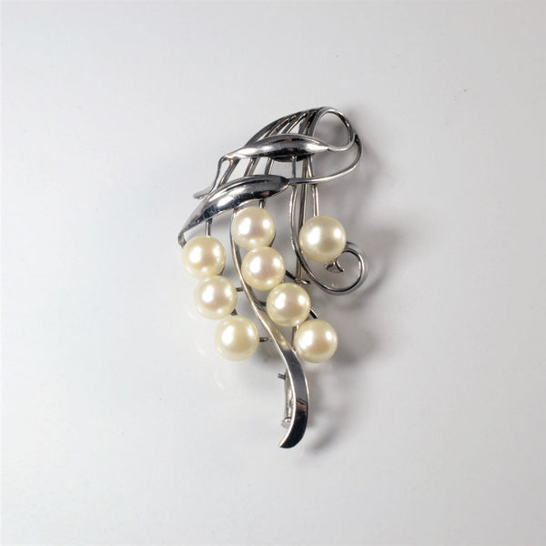 White Gold Pearl Cluster Brooch |