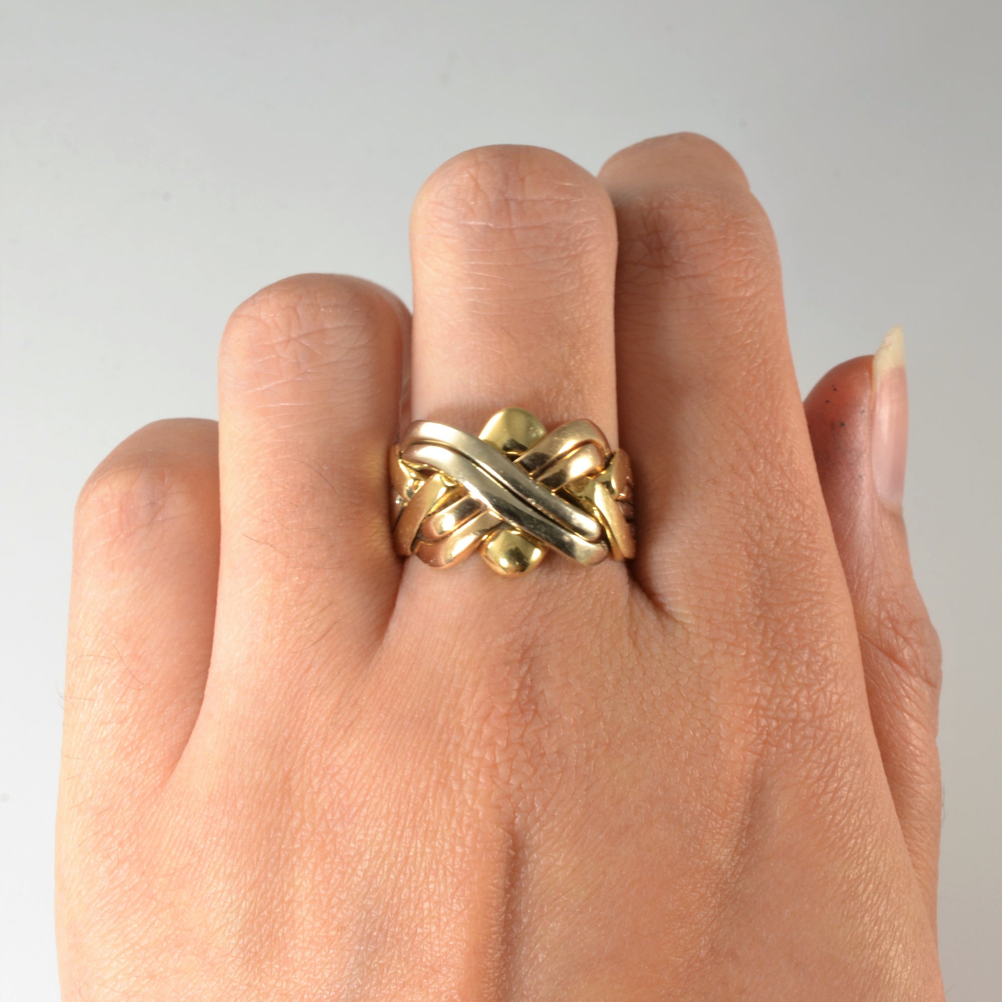 Tri Tone Gold Puzzle Ring | SZ 8.5 | – 100 Ways