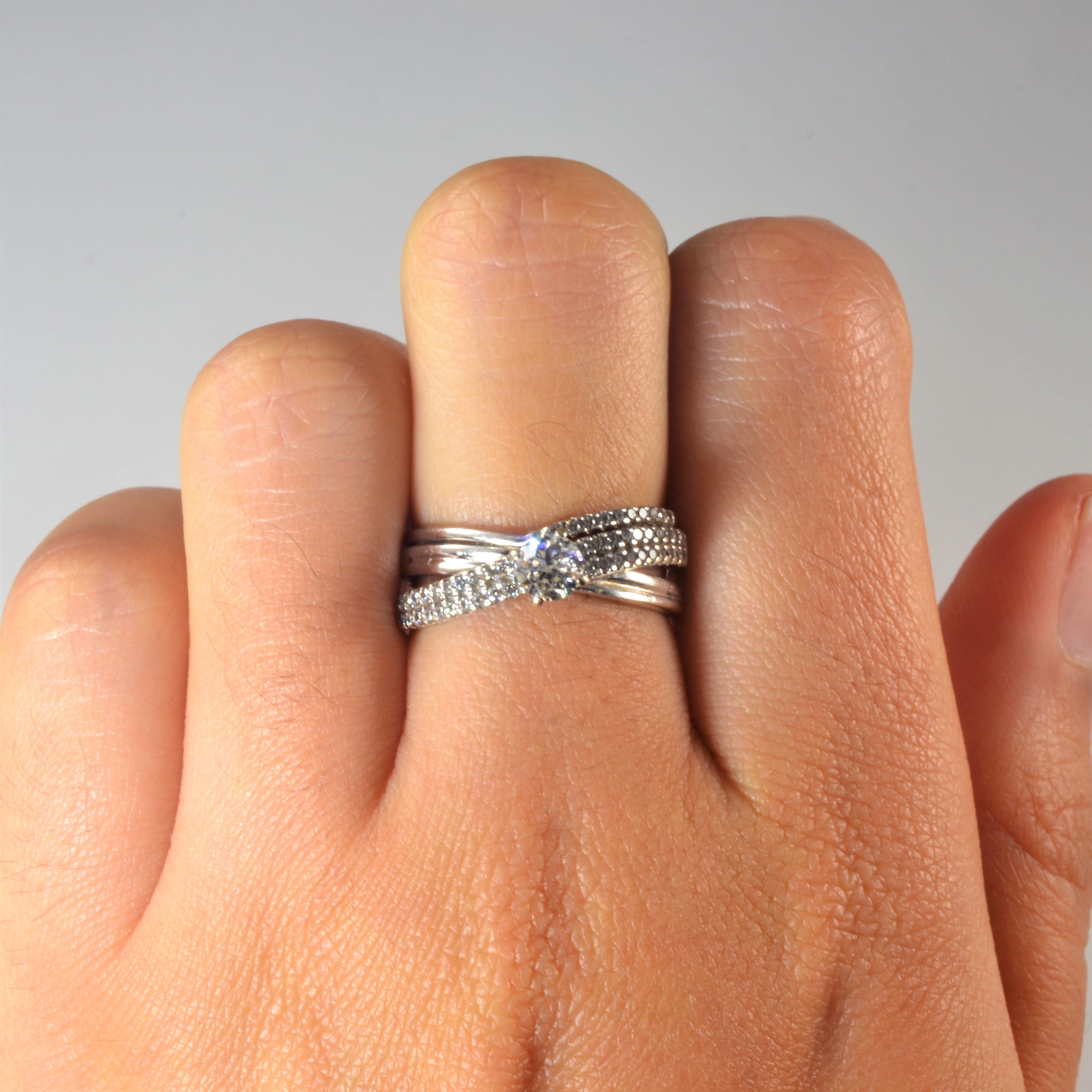 Diamond Overlay Engagement Ring | 0.56ctw | SZ 5.75 |