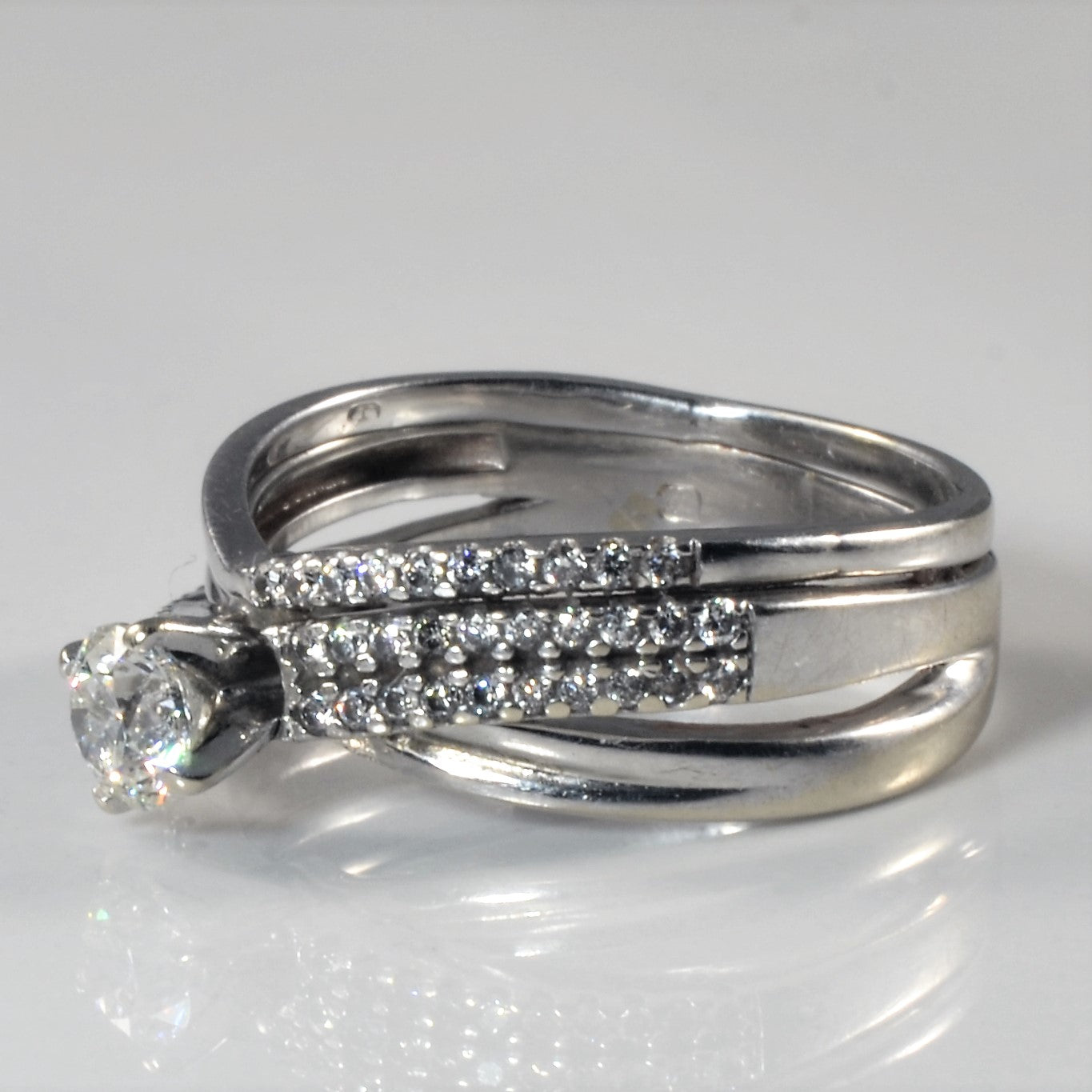 Diamond Overlay Engagement Ring | 0.56ctw | SZ 5.75 |