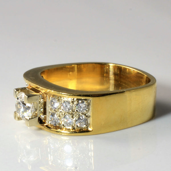 Soft Square Pave Diamond Engagement Ring | 0.60ctw | SZ 5.75 |