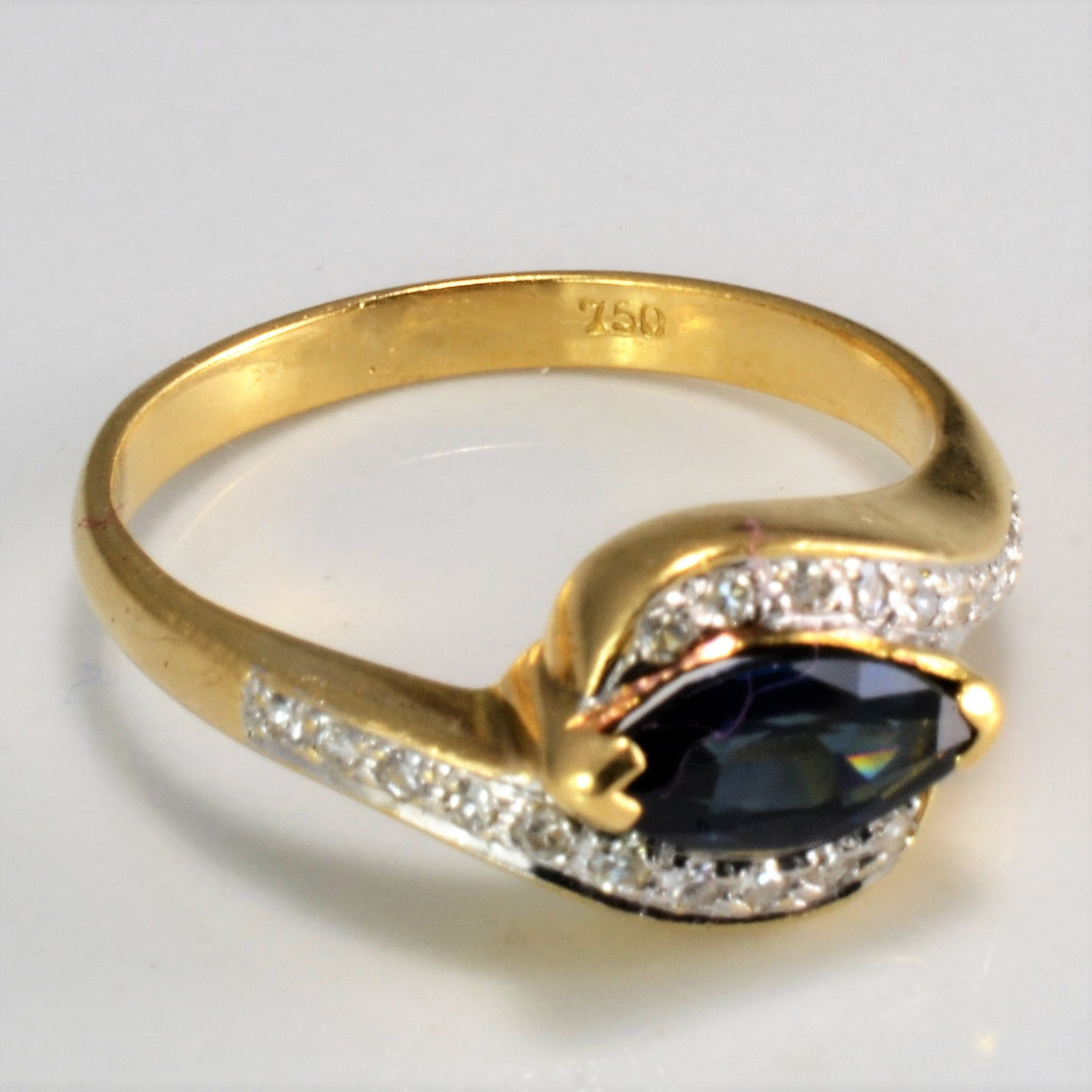 Bypass Sapphire & Diamond Cocktail Ring | 0.14ctw, 0.58ct | SZ 6.75 |