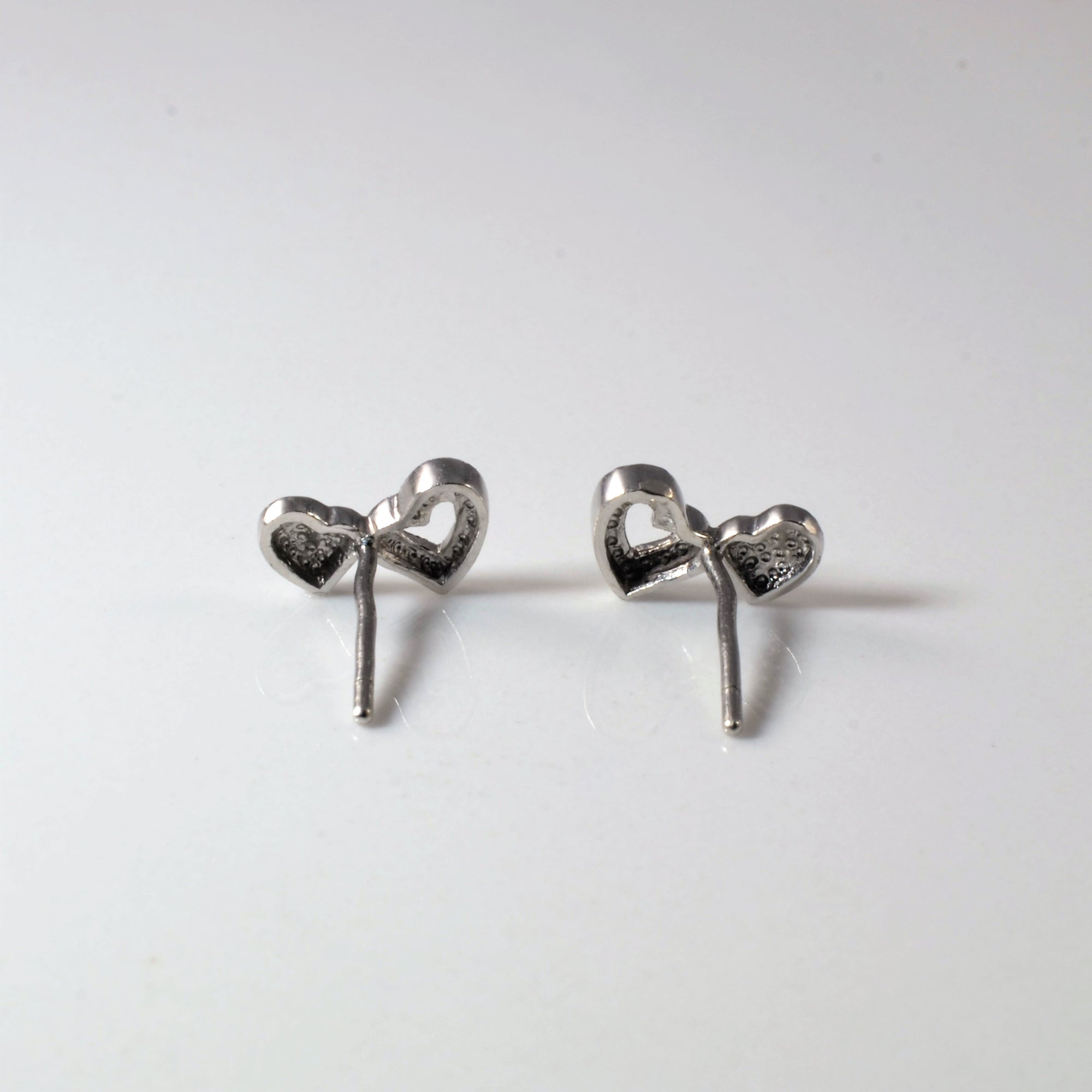 Platinum Double Heart Stud Earrings |