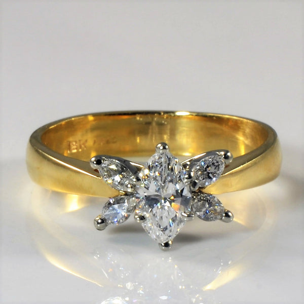 'Birks' Marquise Diamond Burst Engagement Ring | 0.56ctw | SZ 7 |