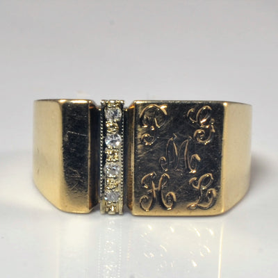 Engraved PGMHL Initial Signet Ring | 0.06ctw | SZ 7.75 |