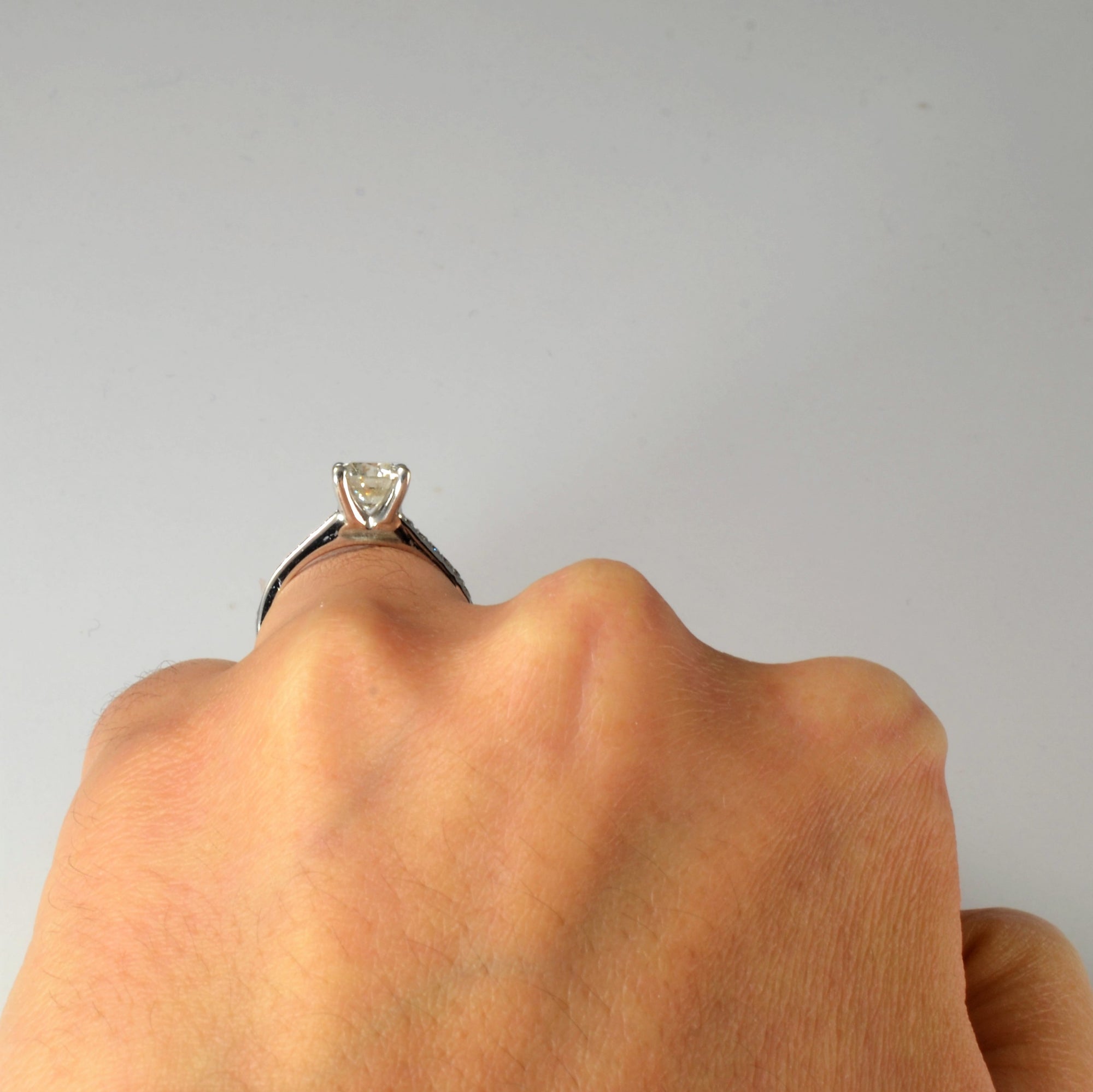 Pave Band Diamond Engagement Ring | 1.22ctw | SZ 5.25 |