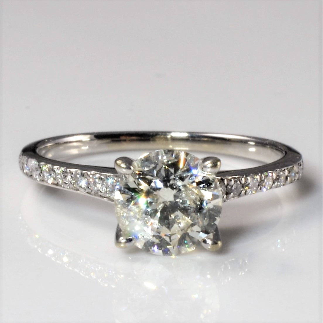 Pave Band Diamond Engagement Ring | 1.22ctw | SZ 5.25 |