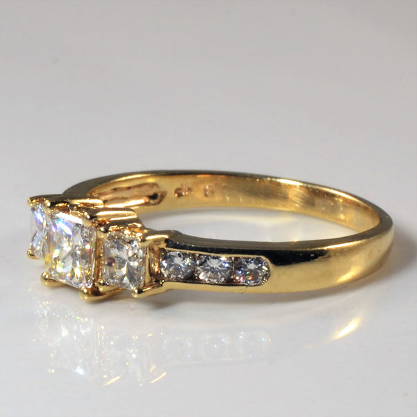 Three Stone Princess Diamond Ring | 0.94ctw | SZ 8 |