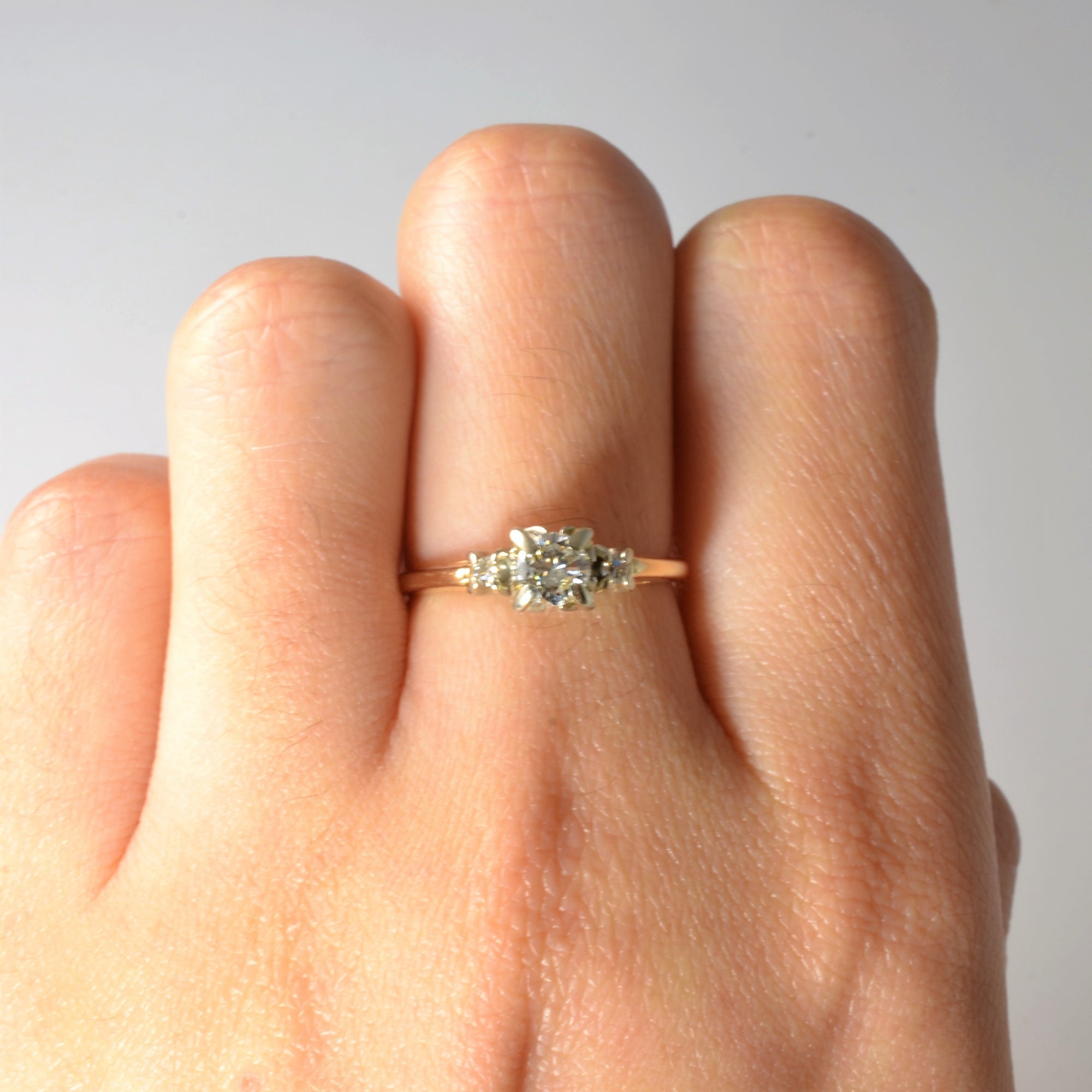 Retro Three Stone Diamond Engagement Ring | 0.39ctw | SZ 6 |