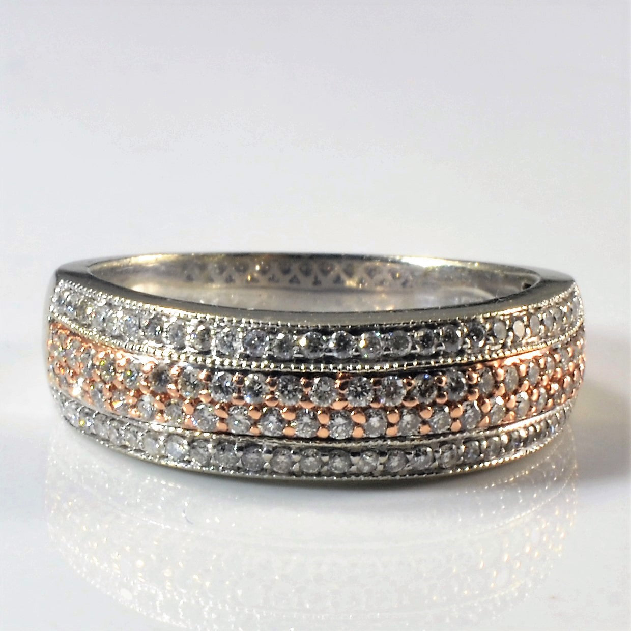 Two Tone Pave Diamond Milgrain Ring | 0.50ctw | SZ 8 |