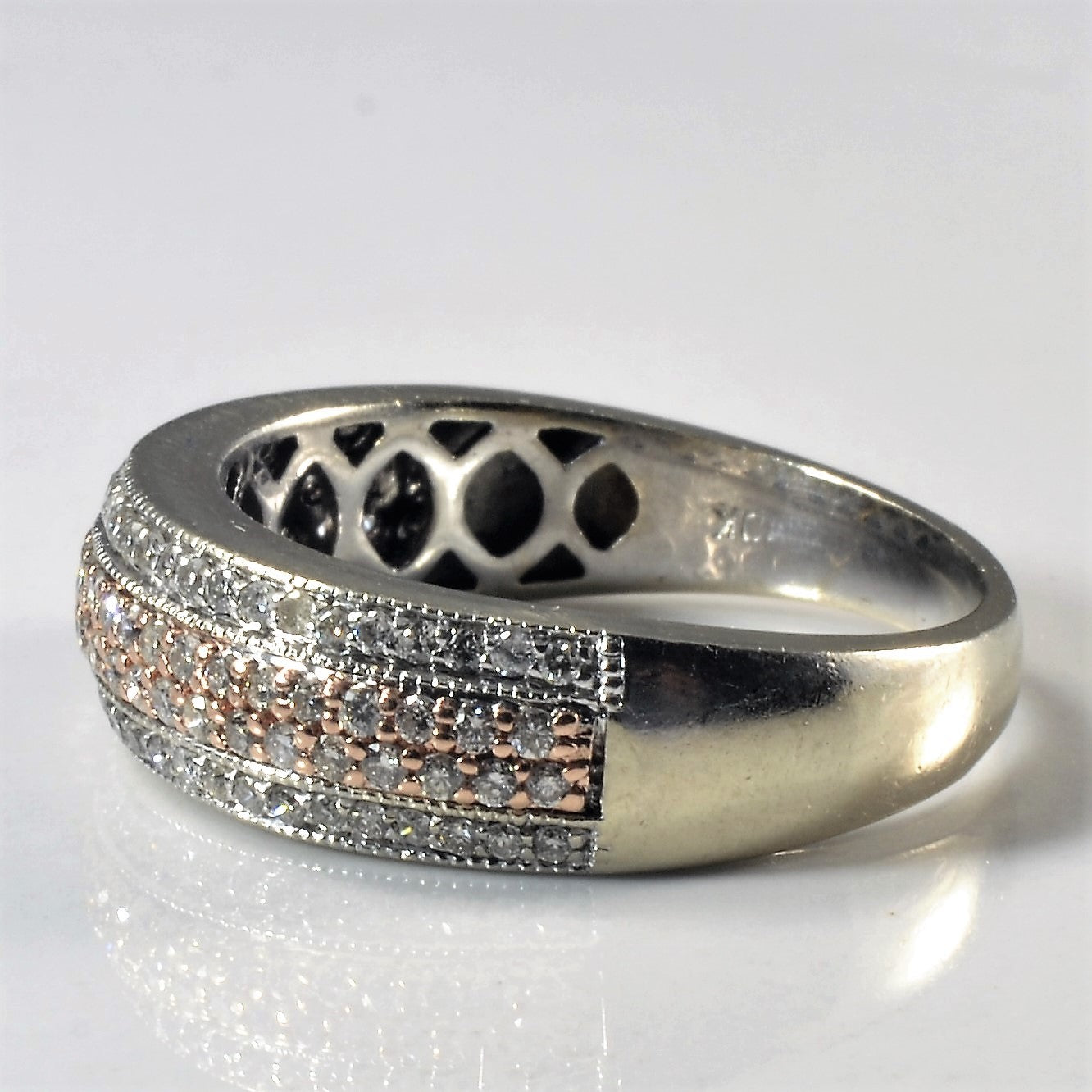 Two Tone Pave Diamond Milgrain Ring | 0.50ctw | SZ 8 |