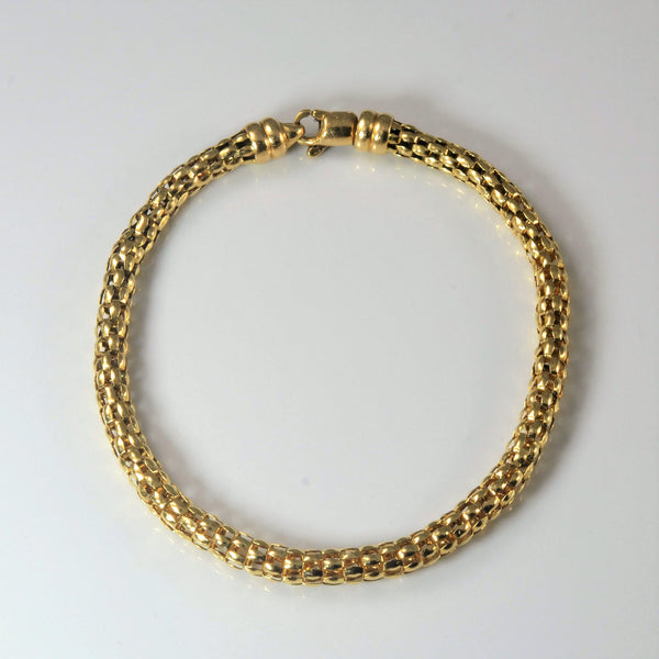 Yellow Gold Popcorn Chain Bracelet | 8