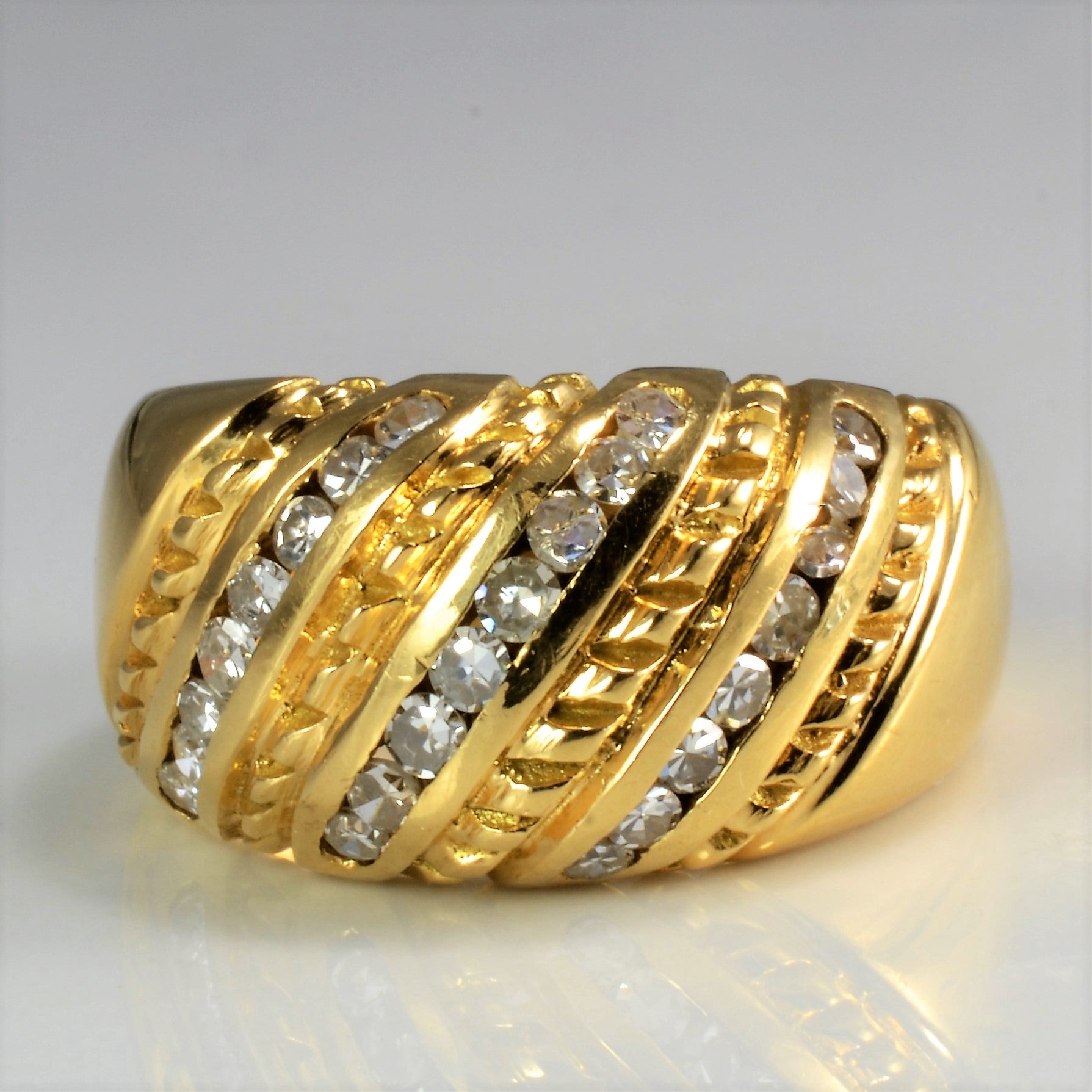 Vertical Channel Diamond Dome Ring | 0.84 ctw, SZ 9.75 |