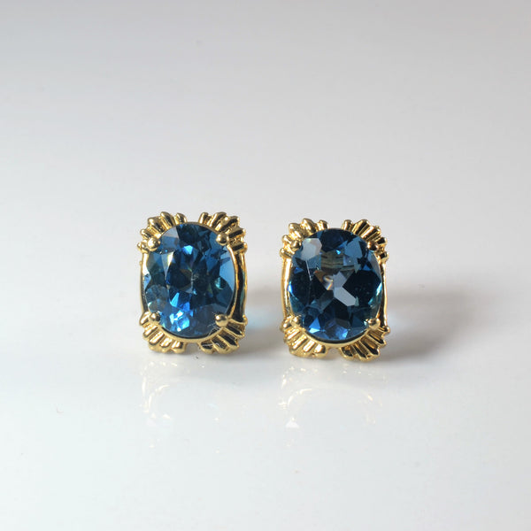 Blue Topaz Stud Earrings | 8.00ctw |