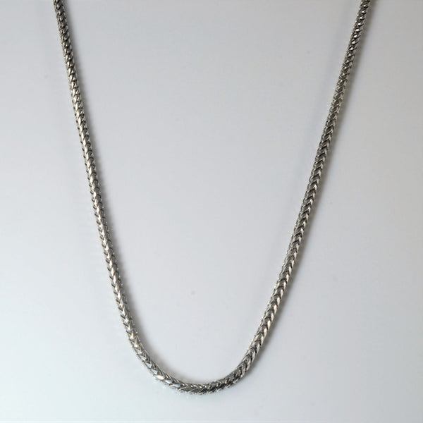 10k White Gold Rounded Wheat Chain | 26