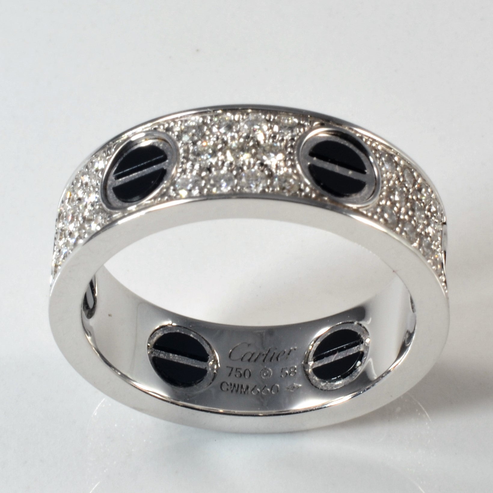 'Cartier' Love Ring, Diamond-Paved, Ceramic | 0.74ctw | SZ 8.25 |