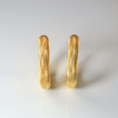 Textured 18K Gold Puffy Hoop Earrings |