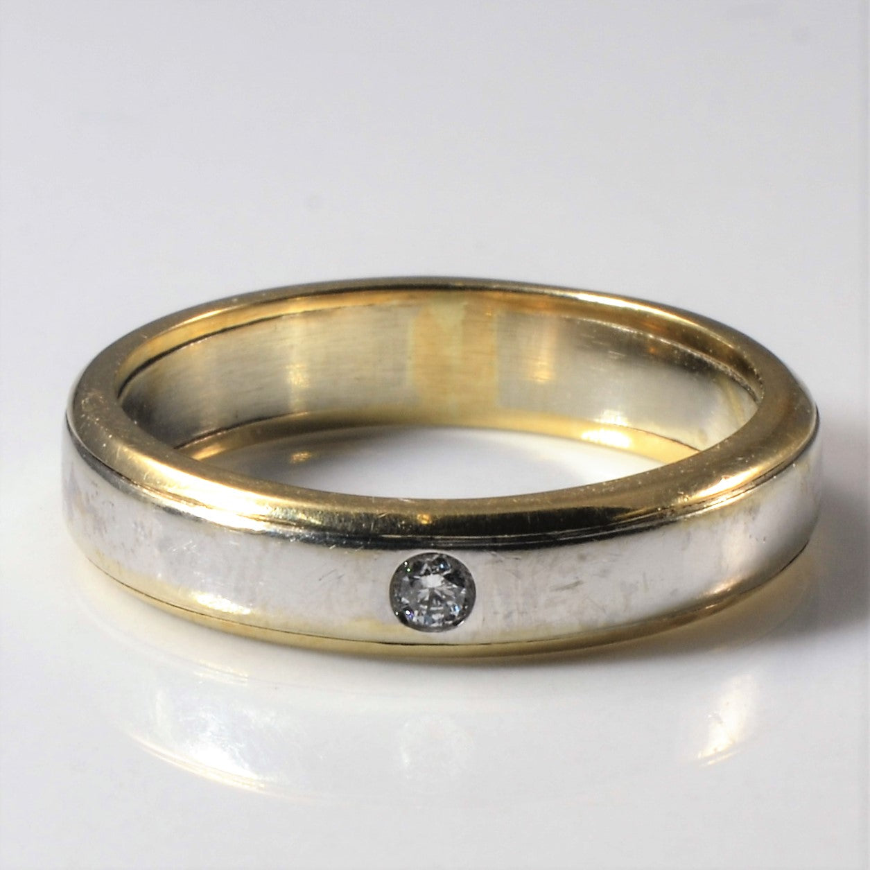 Two Tone Flush Set Diamond Band | 0.04ct | SZ 5.25 |